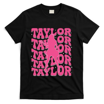 Girl Retro Taylor First Name Personalized Groovy 80s T-Shirt