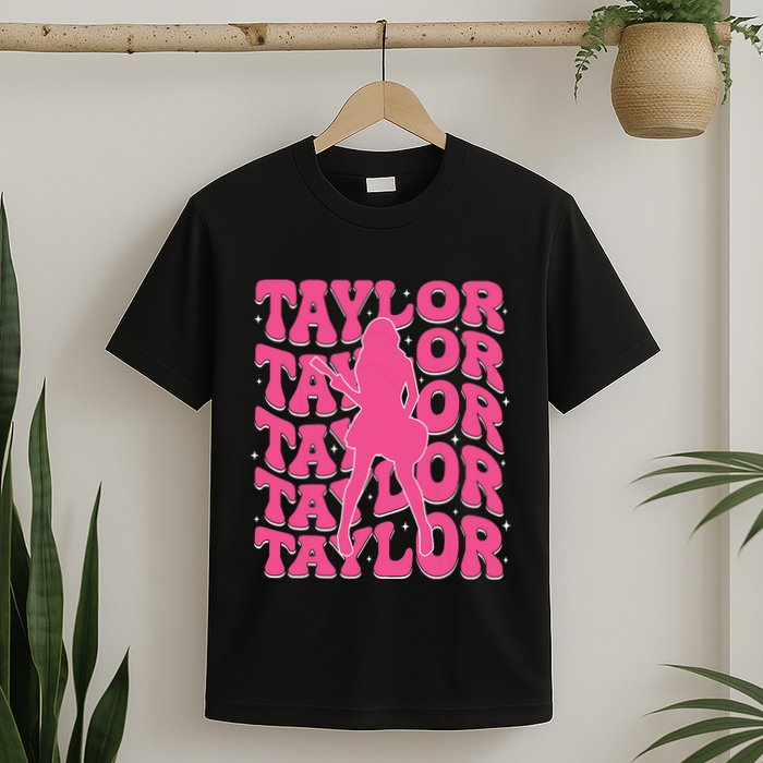 Girl Retro Taylor First Name Personalized Groovy 80s T-Shirt