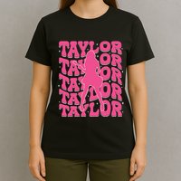 Girl Retro Taylor First Name Personalized Groovy 80s T-Shirt