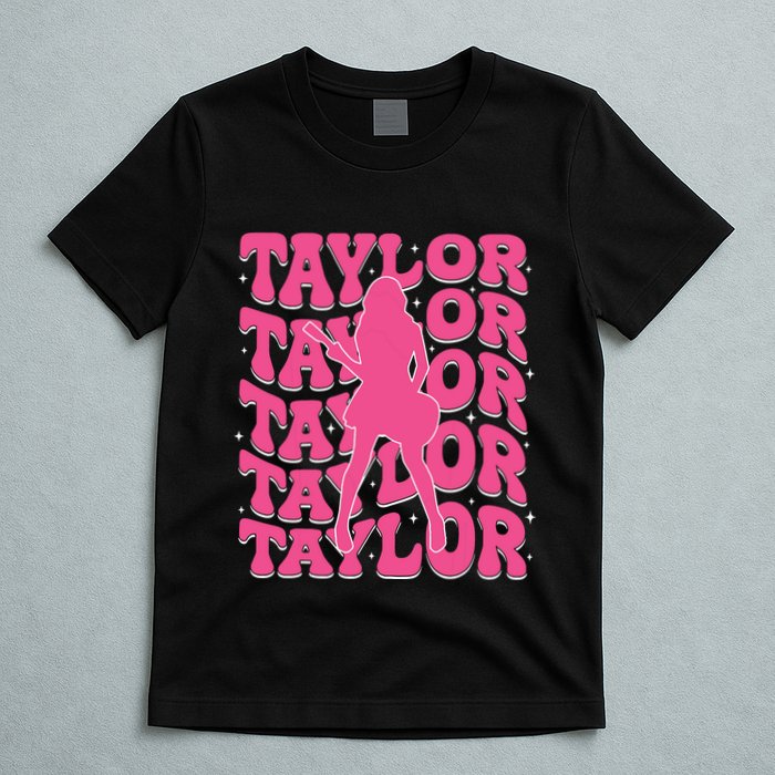 Girl Retro Taylor First Name Personalized Groovy 80s T-Shirt