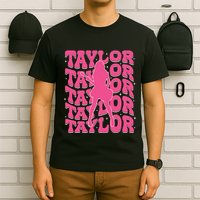 Girl Retro Taylor First Name Personalized Groovy 80s T-Shirt