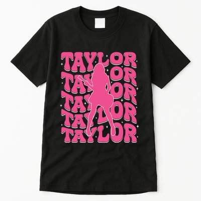 Girl Retro Taylor First Name Personalized Groovy 80s Tall T-Shirt
