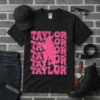 Girl Retro Taylor First Name Personalized Groovy 80s Tall T-Shirt