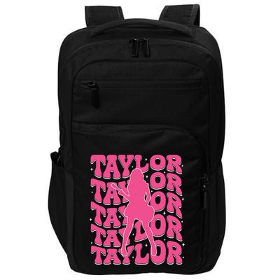 Girl Retro Taylor First Name Personalized Groovy 80s Impact Tech Backpack