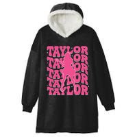 Girl Retro Taylor First Name Personalized Groovy 80s Hooded Wearable Blanket