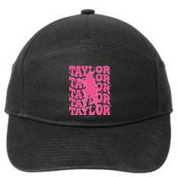 Girl Retro Taylor First Name Personalized Groovy 80s 7-Panel Snapback Hat