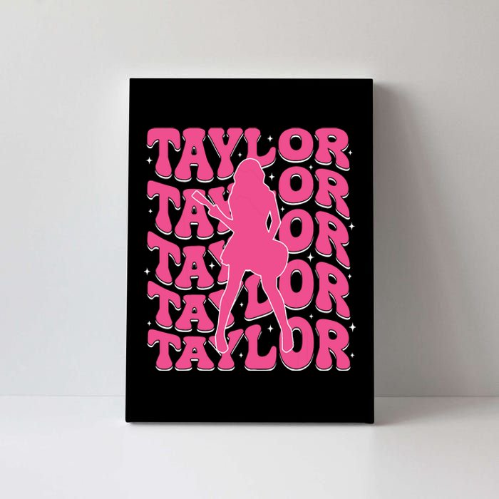 Girl Retro Taylor First Name Personalized Groovy 80s Canvas