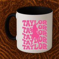 Girl Retro Taylor First Name Personalized Groovy 80s Mug