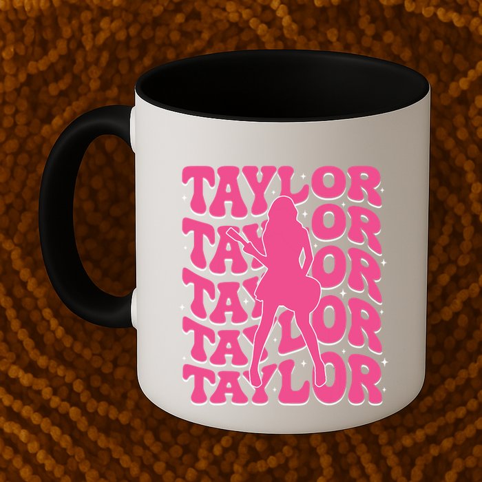 Girl Retro Taylor First Name Personalized Groovy 80s Mug