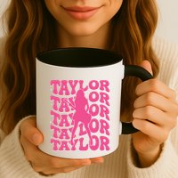 Girl Retro Taylor First Name Personalized Groovy 80s Mug