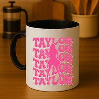 Girl Retro Taylor First Name Personalized Groovy 80s Mug
