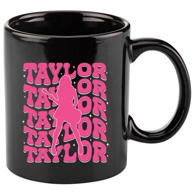 Girl Retro Taylor First Name Personalized Groovy 80s 11oz C Handle Ceramic Mug