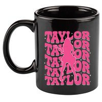 Girl Retro Taylor First Name Personalized Groovy 80s 11oz C Handle Ceramic Mug