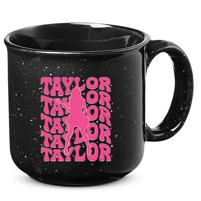 Girl Retro Taylor First Name Personalized Groovy 80s 15oz Campfire Ceramic Mug