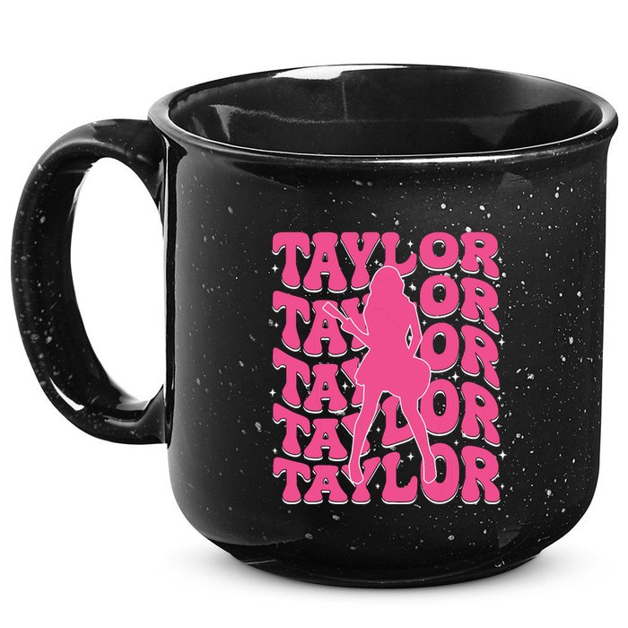 Girl Retro Taylor First Name Personalized Groovy 80s 15oz Campfire Ceramic Mug