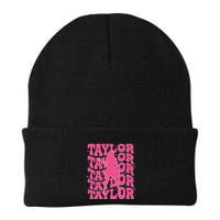 Girl Retro Taylor First Name Personalized Groovy 80s Beanie