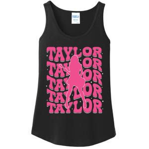 Girl Retro Taylor First Name Personalized Groovy 80s Ladies Essential Tank