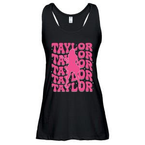 Girl Retro Taylor First Name Personalized Groovy 80s Ladies Essential Flowy Tank