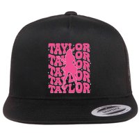 Girl Retro Taylor First Name Personalized Groovy 80s Flatbill Hat