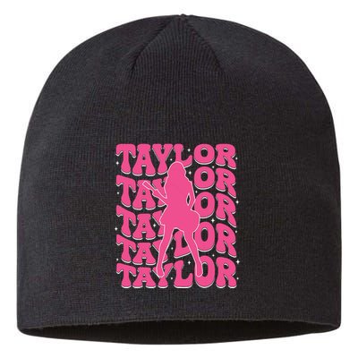 Girl Retro Taylor First Name Personalized Groovy 80s Sustainable Beanie
