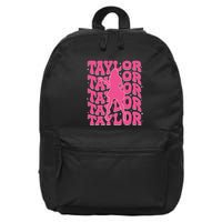 Girl Retro Taylor First Name Personalized Groovy 80s 16 in Basic Backpack