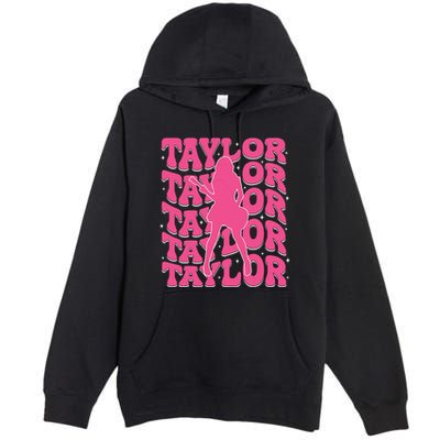 Girl Retro Taylor First Name Personalized Groovy 80s Premium Pullover Hoodie
