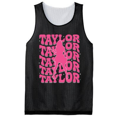 Girl Retro Taylor First Name Personalized Groovy 80s Mesh Reversible Basketball Jersey Tank