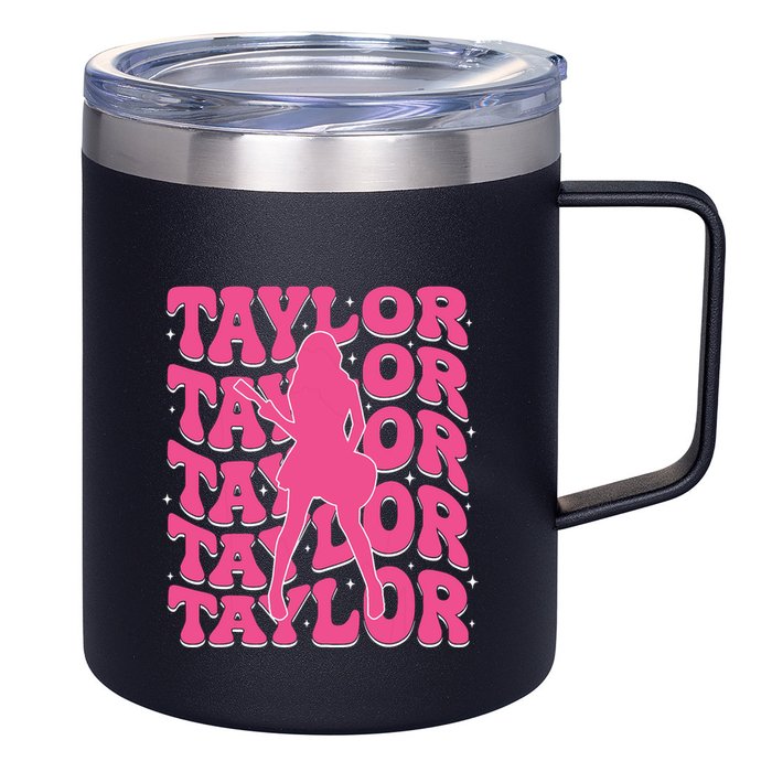 Girl Retro Taylor First Name Personalized Groovy 80s 12oz Stainless Steel Coffee Mug