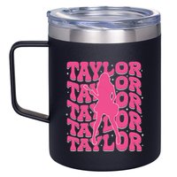 Girl Retro Taylor First Name Personalized Groovy 80s 12oz Stainless Steel Coffee Mug