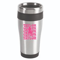 Girl Retro Taylor First Name Personalized Groovy 80s 16oz Travel Tumbler