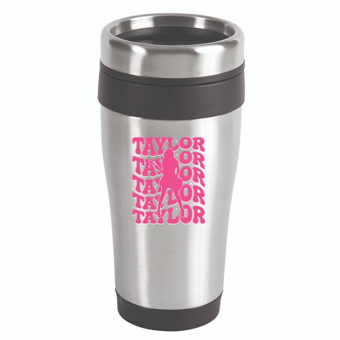 Girl Retro Taylor First Name Personalized Groovy 80s 16oz Travel Tumbler