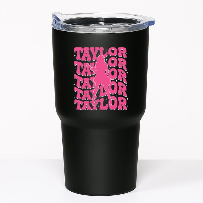 Girl Retro Taylor First Name Personalized Groovy 80s Tumbler