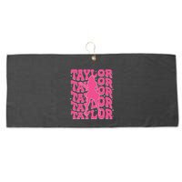 Girl Retro Taylor First Name Personalized Groovy 80s Large Microfiber Waffle Golf Towel