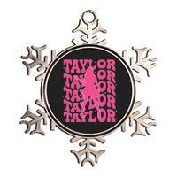 Girl Retro Taylor First Name Personalized Groovy 80s Metallic Star Ornament