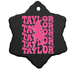 Girl Retro Taylor First Name Personalized Groovy 80s Ceramic Star Ornament