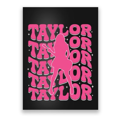 Girl Retro Taylor First Name Personalized Groovy 80s Poster