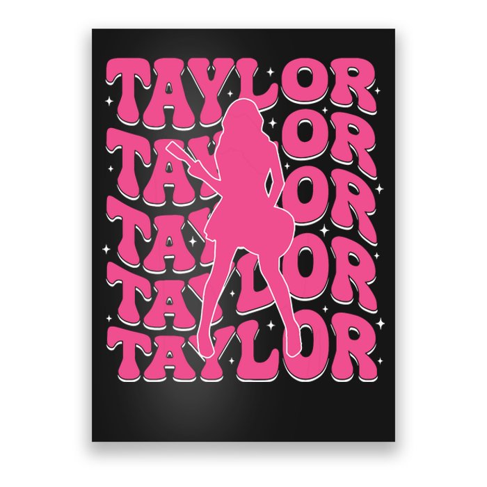 Girl Retro Taylor First Name Personalized Groovy 80s Poster