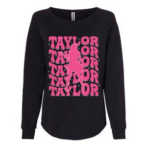 Girl Retro Taylor First Name Personalized Groovy 80s Womens California Wash Sweatshirt