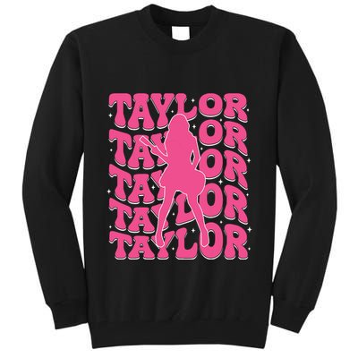 Girl Retro Taylor First Name Personalized Groovy 80s Tall Sweatshirt