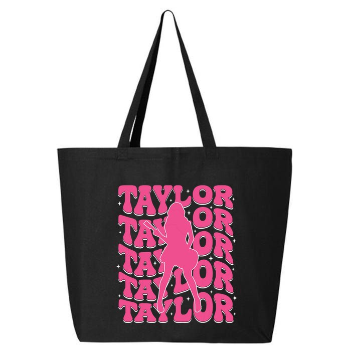 Girl Retro Taylor First Name Personalized Groovy 80s 25L Jumbo Tote