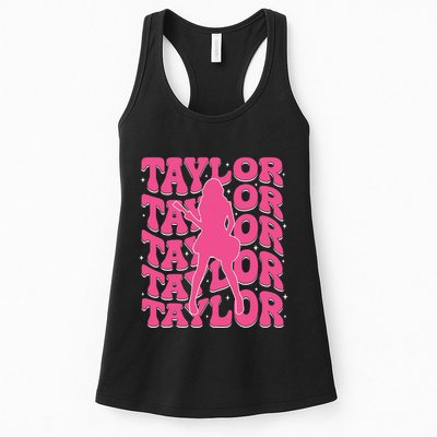 Girl Retro Taylor First Name Personalized Groovy 80s Womens Tank Top