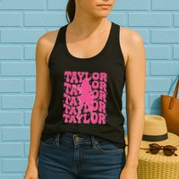 Girl Retro Taylor First Name Personalized Groovy 80s Womens Tank Top