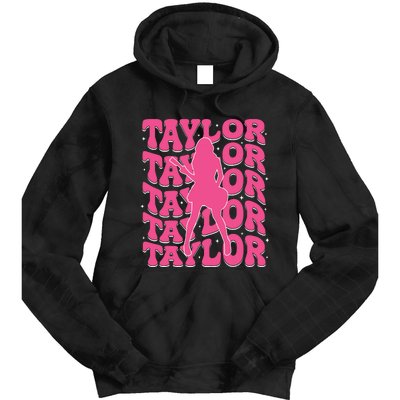 Girl Retro Taylor First Name Personalized Groovy 80s Tie Dye Hoodie