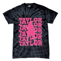 Girl Retro Taylor First Name Personalized Groovy 80s Tie-Dye T-Shirt