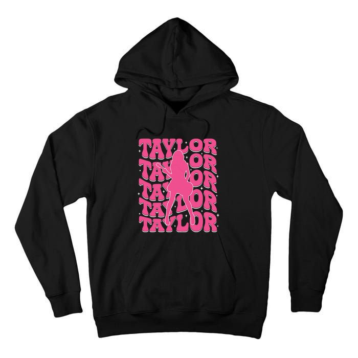 Girl Retro Taylor First Name Personalized Groovy 80s Tall Hoodie