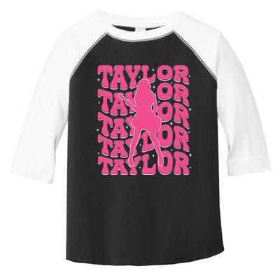 Girl Retro Taylor First Name Personalized Groovy 80s Toddler Fine Jersey T-Shirt