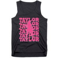 Girl Retro Taylor First Name Personalized Groovy 80s Tank Top