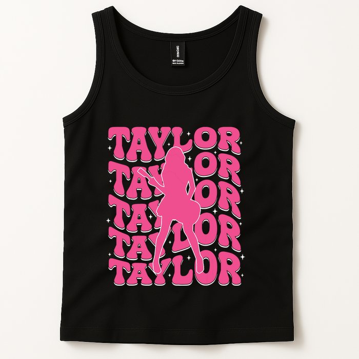 Girl Retro Taylor First Name Personalized Groovy 80s Tank Top