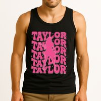 Girl Retro Taylor First Name Personalized Groovy 80s Tank Top