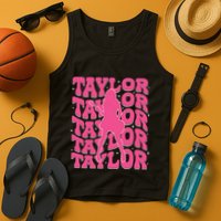 Girl Retro Taylor First Name Personalized Groovy 80s Tank Top